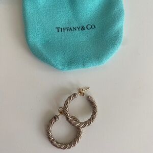 Tiffany & Co. Sterling Silver and 18k Yellow Gold Twist Hoop Earrings
